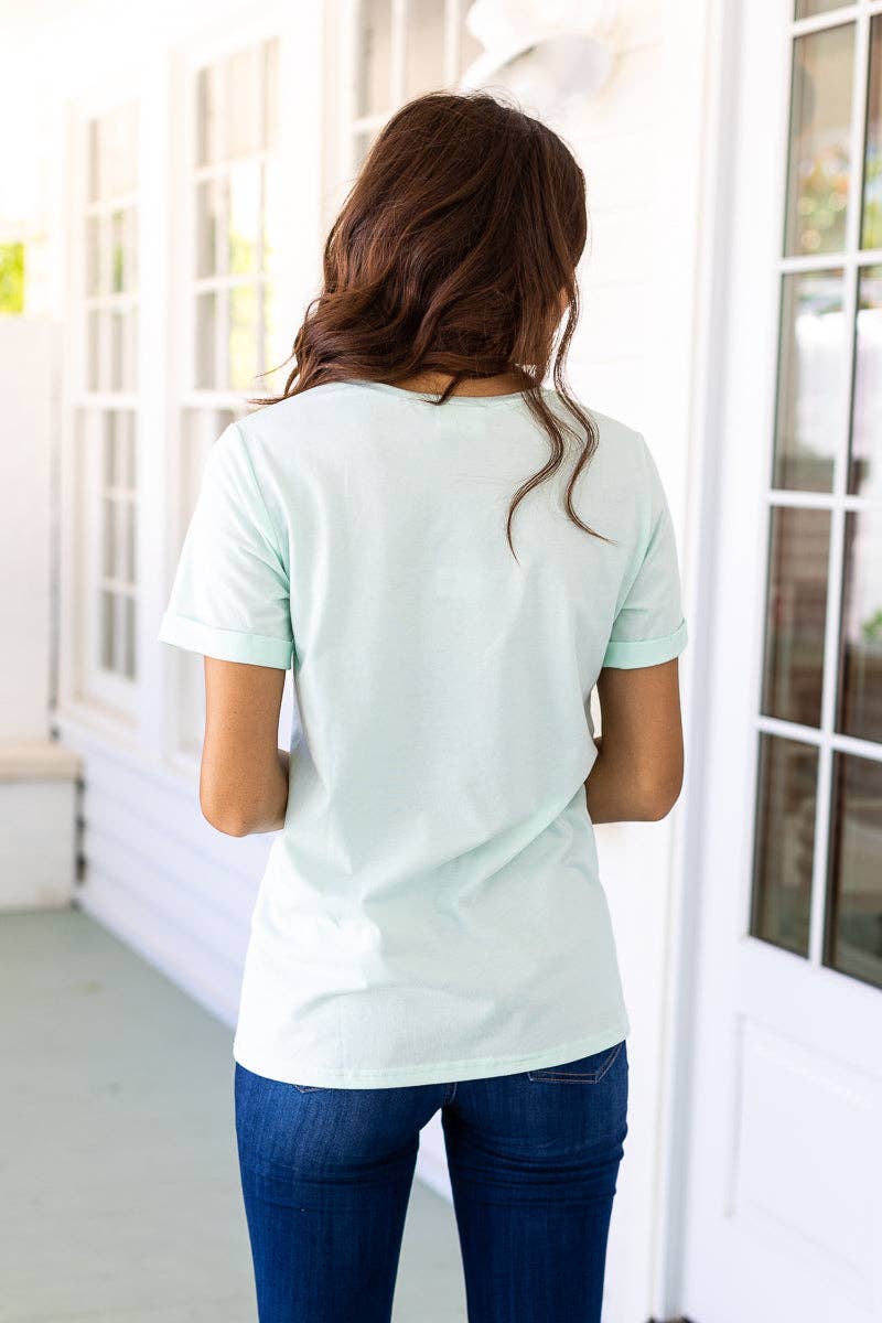 Mint Chocolate Chip-Mint Cuff Tee: Mint / X-Large
