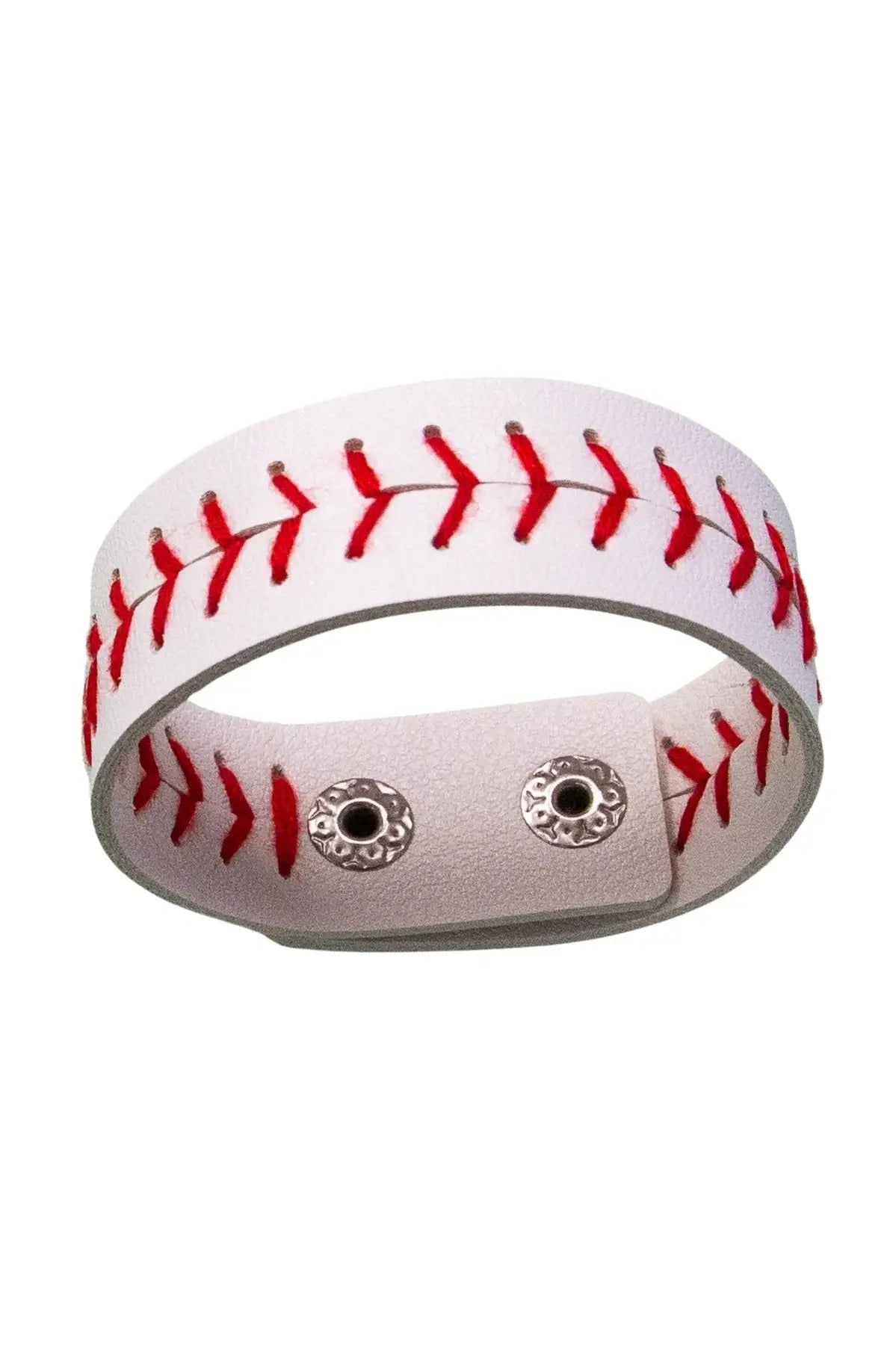 It's All About The Base White Red Baseball Snap Bracelet: White / One Size