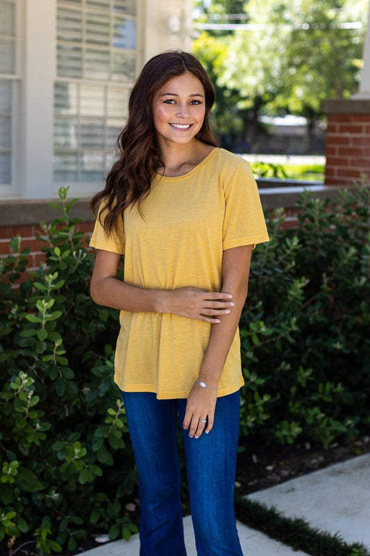 Blank Mustard Crewneck Tee: Mustard / 2X-Large