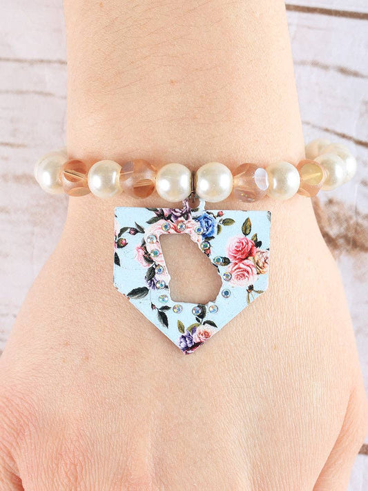 Light Blue Floral Georgia Bracelet, Copper: Mix Pattern / One Size