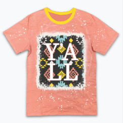 Aztec Y'all on Pink Splatter Ringer Tee: Mix Pattern / Medium