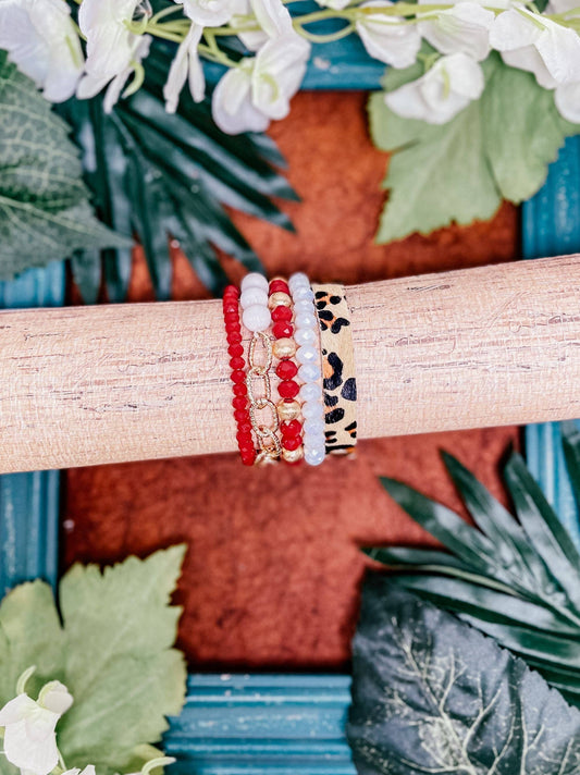 Anchors Away Bracelet Set, Red & Gold: RED / One Size