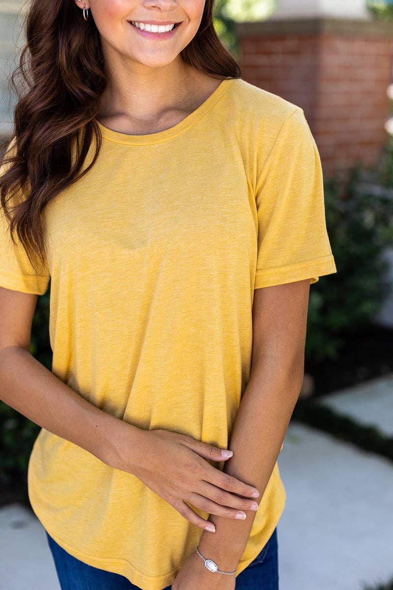 Blank Mustard Crewneck Tee: Mustard / 2X-Large