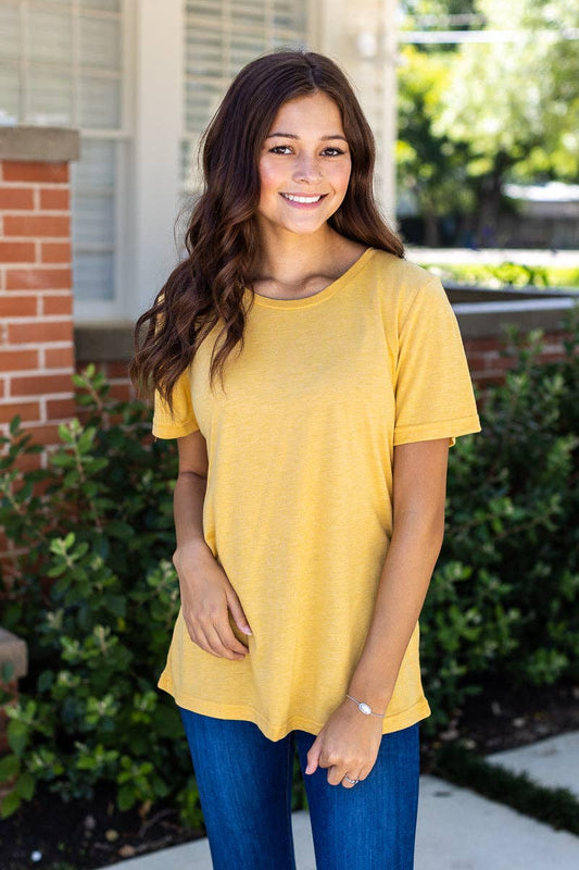 Blank Mustard Crewneck Tee: Mustard / 2X-Large