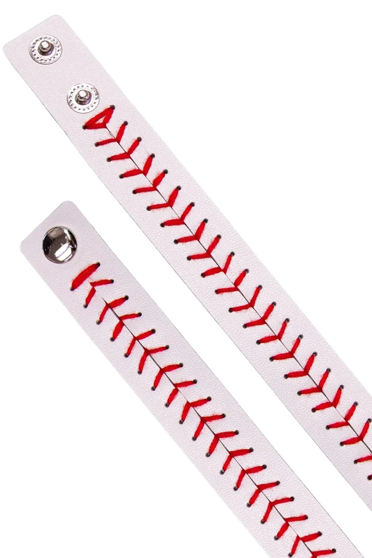 It's All About The Base White Red Baseball Snap Bracelet: White / One Size