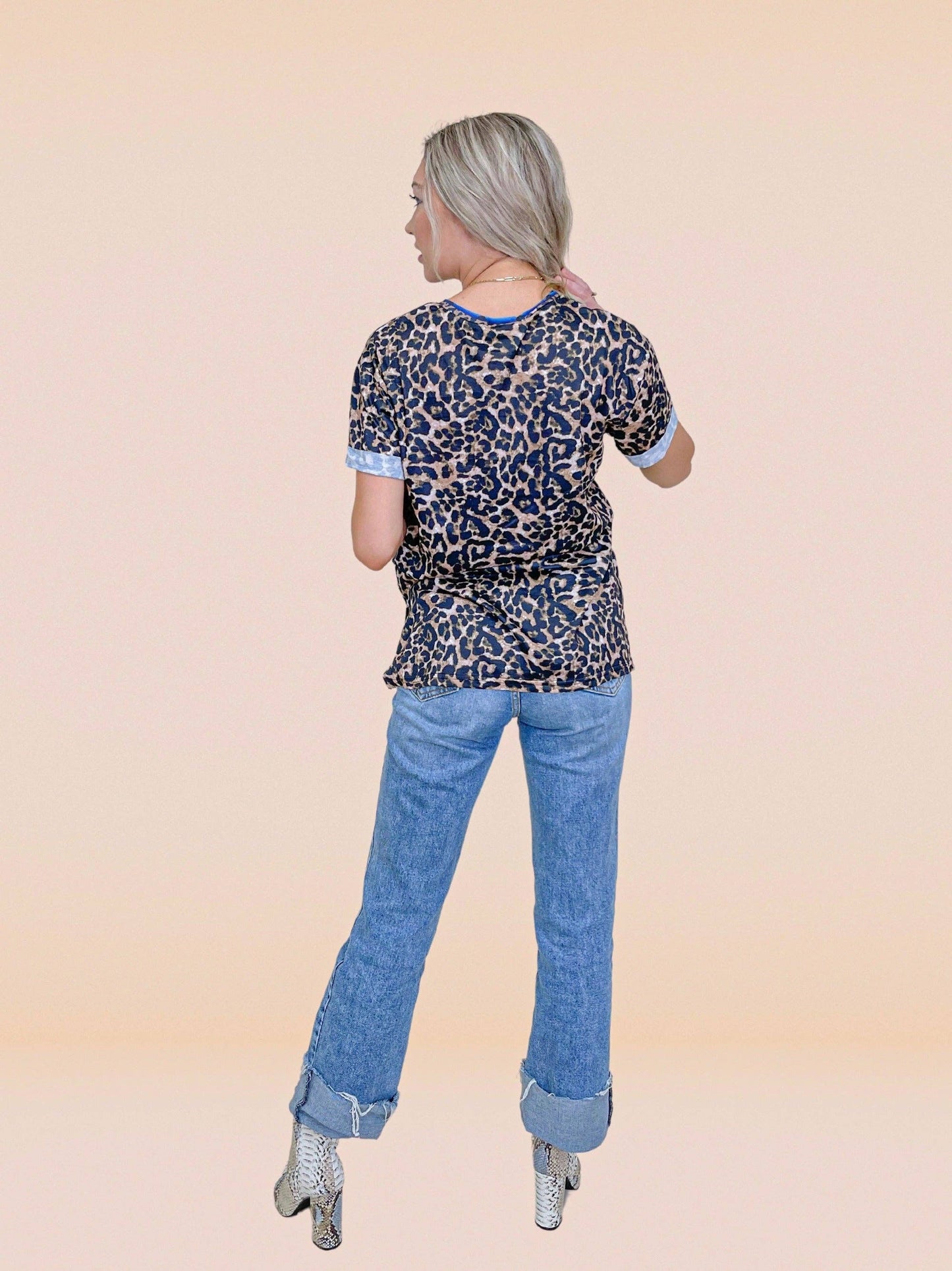 Leopard Top with Serape Pocket: Leopard / Small